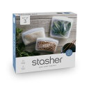 \ 7/11 01:59まで 最大2,000円OFFクーポン / スタッシャー EZ 3点セット MULTI PACK BOX CLEAR M/サンドイッチ1 S/スナック2 シリコンバッグ 保存容器 レンジ 湯せん オーブン 冷蔵 冷凍 食洗機 離乳食 密閉 SDGs 保存袋 正規品 Stasher ■RSL