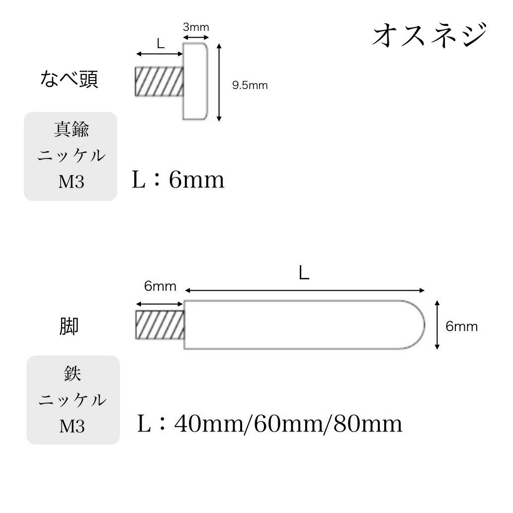 フォトスタンド金具 《オスネジ》6mm/40mm/60mm/80mm 2本/20本 アクリル ケース フォトフレームピンロングシルバー フォトフレームピン シルバー ロング ショート プライスプレート カード ピクチャー フォトビス 化粧ビス ディスプレイ コレクション パネル 写真 POP