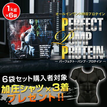 パーフェクトパンププロテイン 1kg×6袋(6kg) ＋ 加圧シャツ3着プレゼント パンプマッスルビルダーTシャツ HMB1,500mg配合 ホエイプロテイン 抹茶ミルク ミックスベリー味 バルクアップ 筋トレ 筋肉 マッチョ WPI 国内生産 送料無料 あす楽 【公式】 【itty-SD】