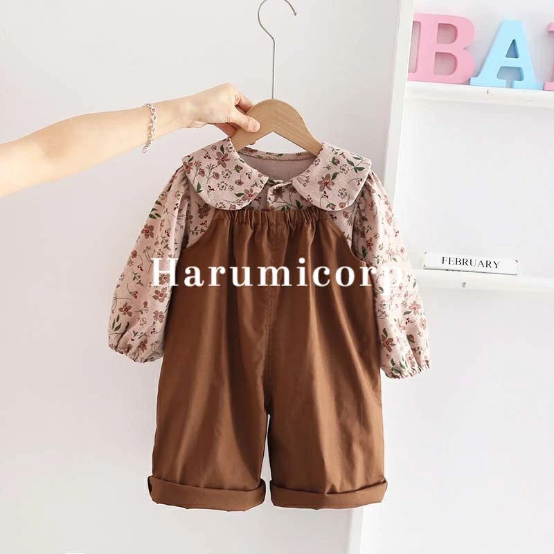 セットアップ キッズ ベビー服 女の子 ブラウス シャツ ロングパンツ サロペット 子供服 上下セット トップス 長袖 長ズボン 赤ちゃん おしゃれ 可愛い 80cm 90cm 100cm 110cm 120cm 春服 秋物 入学 入園 誕生日 プレゼント 幼稚園 小学生 お出かけ