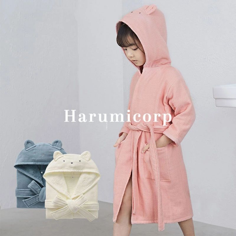 5色！バスローブ 子供 春夏秋冬 男の子 女の子帽子付き 綿のガーゼを 暖かい 速乾 ルームウェア ガウン..