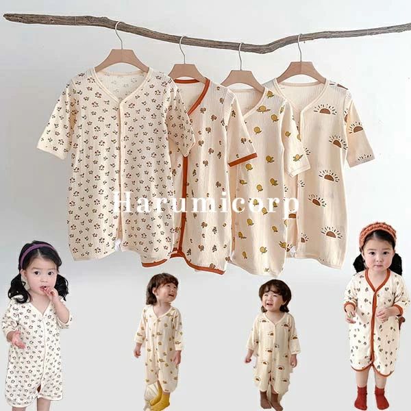 ナイトガウン パジャマ キッズ 女の子 男の子 ベビー服 ロンパース 半袖 ワンピース スリーパー ルーム..