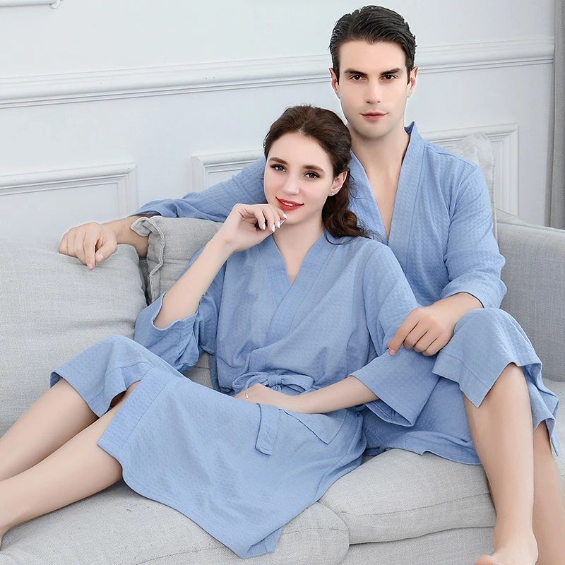 10色！春夏秋冬カップル前開きパジャマバスローブ レディース タオル地 風呂上がり マキシ丈 部屋着 寝間着 単品売り