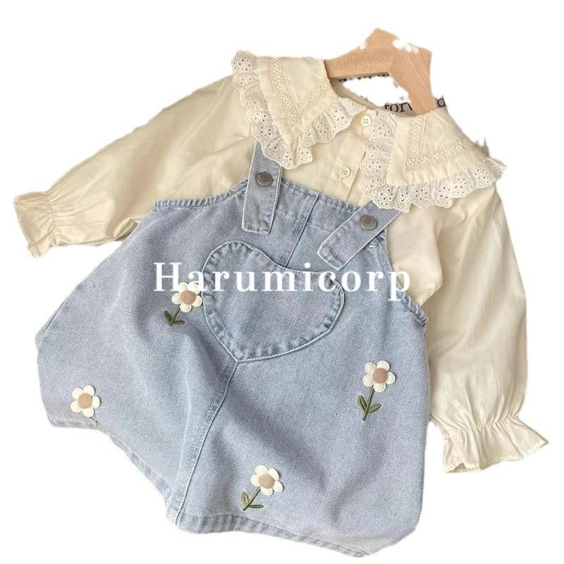 ベビー服 女の子 上下セット キッズ 子供服 白シャツ デニム スカート 新生児 おし...