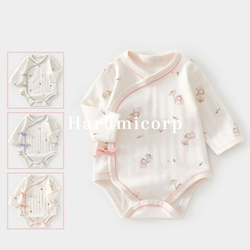 ロンパース 長袖 女の子 秋冬 男の子 冬 前開き ベビー服 カバーオール ベビー 新生児 綿100％ コットン 防寒 着 赤ちゃん お部屋着 ル..