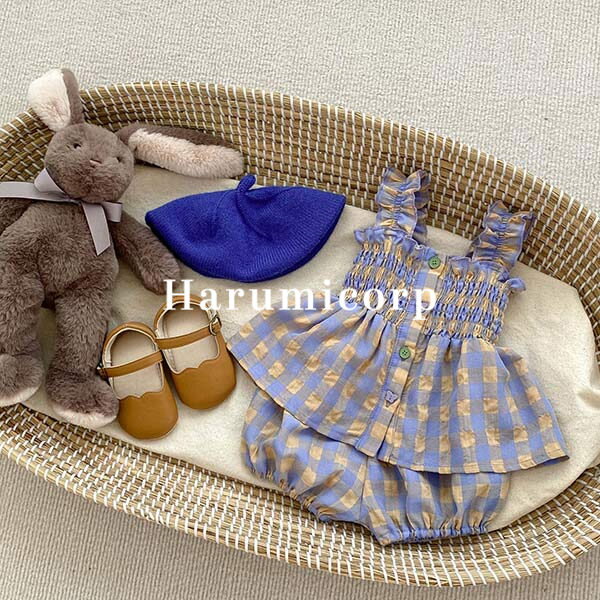 樂天商城 - 【6%OFFクーポン】ベビー服 女の子 上下セット キッズ 子供服 トップス チェック柄 ショートパンツ 新生児 おしゃれ 可愛い ルームウェア セットアップ 部屋着 セパレート 韓国こども服 春 夏 赤ちゃん お出かけ 誕生日 出産お祝い プレゼント 入園 保育園 幼稚園 100cm