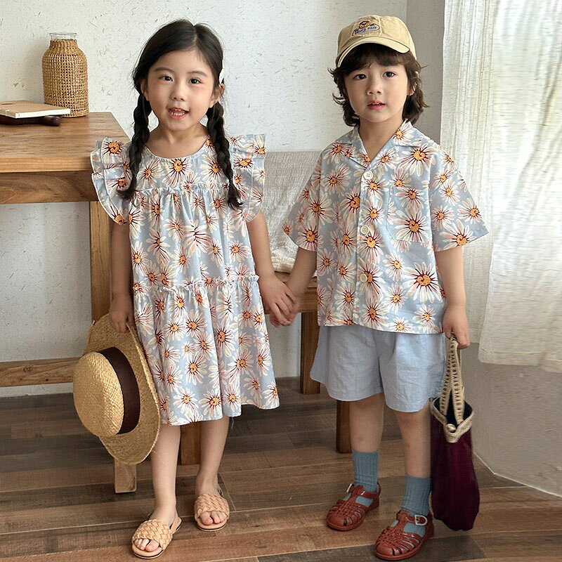 樂天商城 - セットアップ キッズ 兄妹 ダンス衣装 上下セット 男の子 女の子 ワンピース ベビー服 シャツ 半袖 綿 ハーフパンツ 春 夏 子供服 ヒップホップ ジュニア 赤ちゃん おしゃれ 可愛い 入学 入園 幼稚園 小学生 80cm 90cm 100cm 110cm 120cm 130cm 140cm 150cm