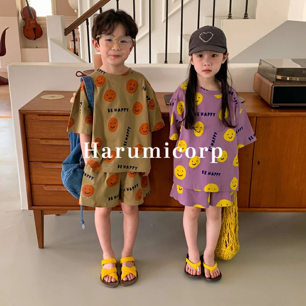 ジャージ 上下セット 子供服 女の子 男の子 tシャツ 半袖ルームウェア ハーフパンツ ベビー服 笑顔柄アップ キッズ ジュニア おしゃれ 可愛い 子供ジャージ 夏服 トップス ボトムス スポーツ 運動着 トレーナー スウェット 入学 入園 吸汗速乾 140cm 130 120 110 100 90