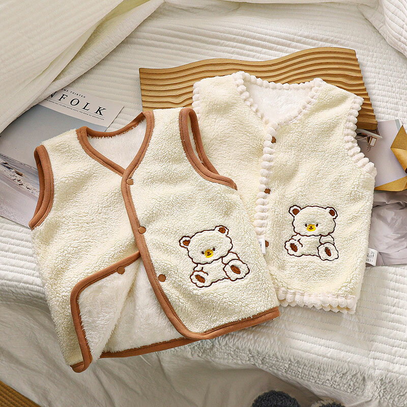 ベビー ベスト 裏起毛 あったか スナップボタン留め ベビー服 男の子 女の子 男女兼用 ベビー アウター..