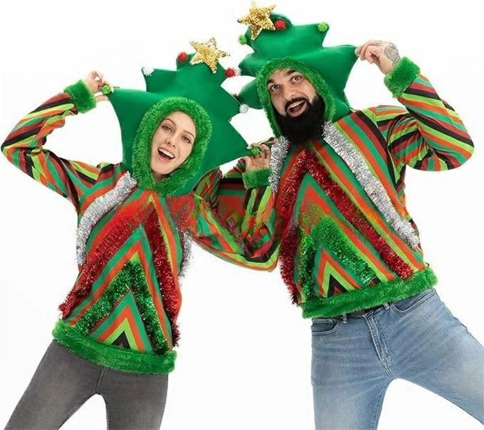 クリスマスツリー ツリー サンタコス サンタ トップス クリスマスツリー 男女兼用 レディース コスプレ 上着 クリスマス コスチューム ジップアップ メンズ 大人用 大人 コスプレ衣装 プルオーバー 大きいサイズ 長袖 ユニセックス 可愛い 面白い 忘年会 歓迎会 送迎会