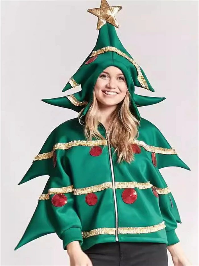 クリスマスツリー ツリー サンタコス サンタ 羽織 コート 男女兼用 レディース コスプレ 上着 クリスマス パーカー コスチューム ジップアップ メンズ 大人用 大人 コスプレ衣装 ジップパーカー 大きいサイズ 長袖 ユニセックス 可愛い 面白い 忘年会 歓迎会 送迎会