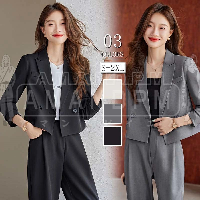 ◆サイズ詳細： Sサイズ ジャケット: 着丈47　バスト86-90　肩幅37　袖丈56 パンツ: 着丈98　ウエスト60-64　ヒップ88-92 Mサイズ ジャケット: 着丈48　バスト90-94　肩幅38　袖丈57 パンツ: 着丈99　ウ...