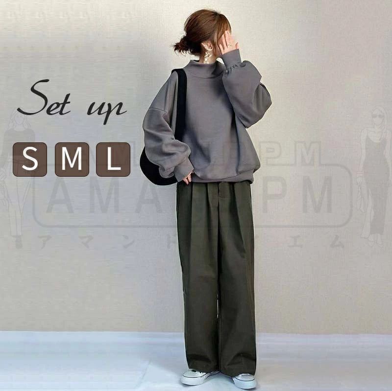 レディース セットアップ カジュアル きれいめ 春 秋 韓国 長袖 Tシャツ 上下2点 トップス パンツ ロングパンツ パンツスーツ スウェット トレーナー 大人可愛い 秋用 ゆったり 無地 日常 体型カバー 大きいサイズ エレガント おしゃれ かわいい 着痩せ 30代 40代 50代