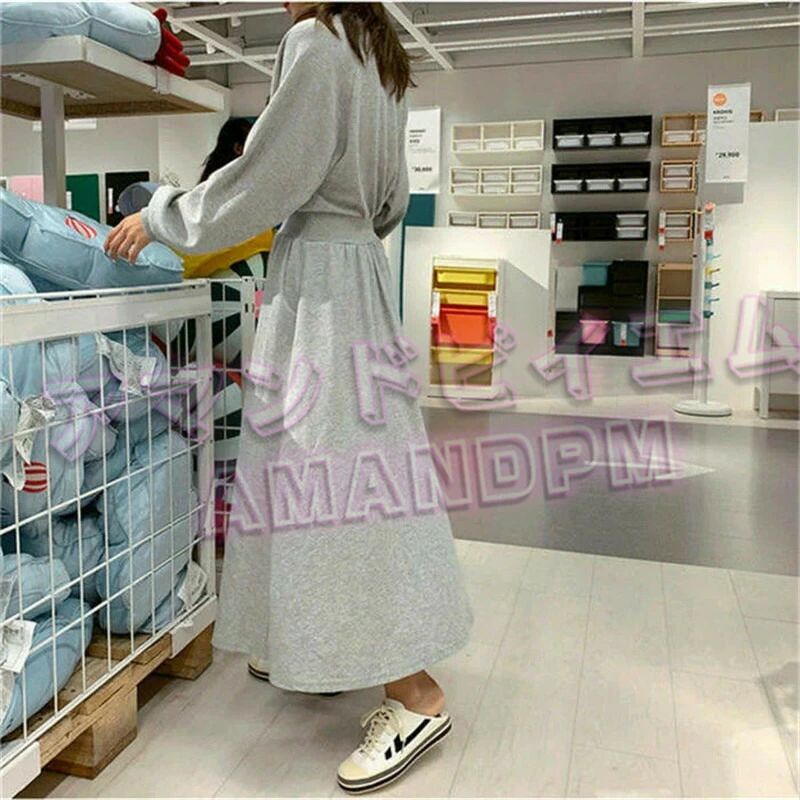 ニットワンピース 長袖 ロング丈ワンピース マキシ丈 フレアワンピース レディース 春秋冬 ゆったり カジュアル ニット 春 秋 冬 無地 Uネック ウエストゴム シンプル オシャレ エレガント 伸縮性 着痩せ 20代 30代 40代 配送無料