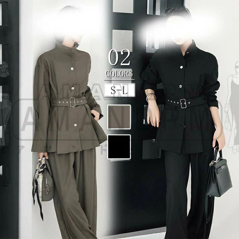 セットアップ レディース セレモニー スーツ きれいめ カジュアル パンツスーツ トレンチコート ワイドパンツ ショートコート スプリングコート 長袖 ガウチョパンツ ワイドパンツ 着痩せ 無地 ロングパンツ 体型カバー 上品 大人きれいめ フォーマル 高級感 卒業式 入学式