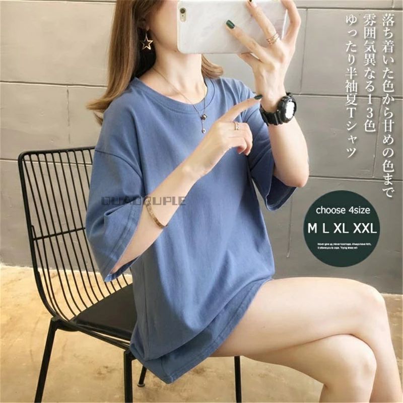 樂天商城 - 半袖Tシャツ レディース Tシャツ ゆったり 夏Tシャツ 半袖 カットソー サマーTシャツ 無地Tシャツ カラバリ シンプル 重ね着 旅行 summer travel 20代30代40代