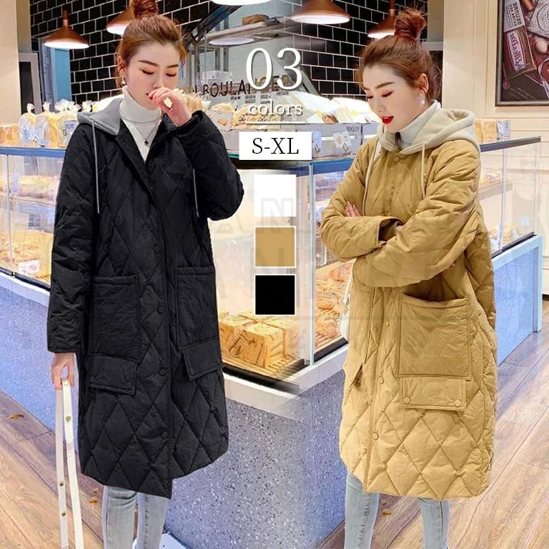 樂天商城 - コート レディース きれいめ カジュアル 冬 秋 秋冬 ジャケット 可愛い 体型カバー アウター フード付き 大きいサイズ 中綿ジャケット 中綿コート ロングコート モッズ コート 防寒 暖かい 着痩せ ゆったり シンプル 無地 大人 体型カバー 50代