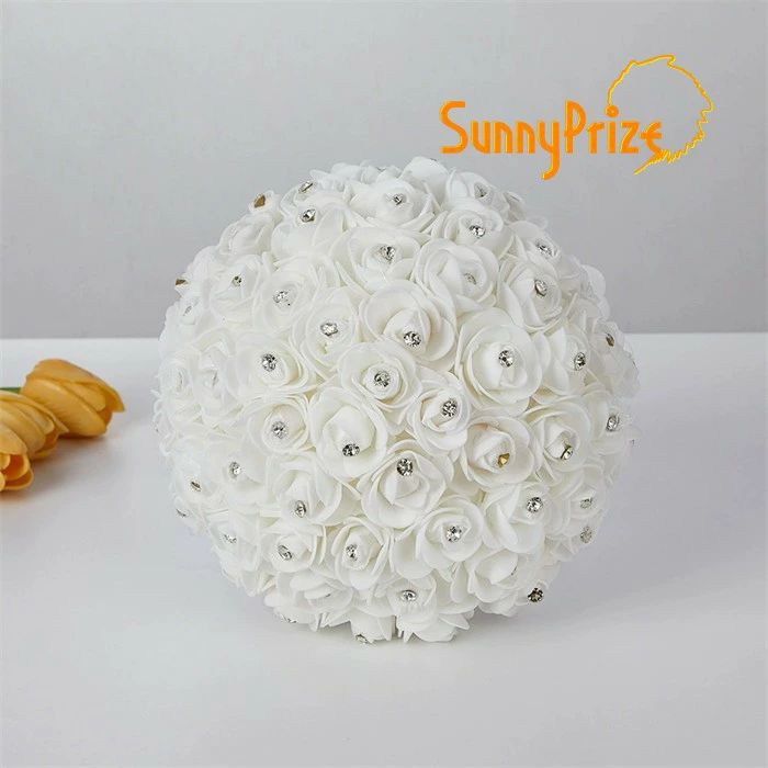 アーティフィシャルフラワー ブライダルブーケ ウェディングブーケ クリスタルブーケ プロポーズ 結婚式の薔薇花束 ラウンドブーケ 枯れないブーケ 枯れない花束 ホワイト ja205z7z7x0 2