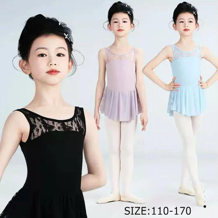 バレエレオタード 子供用 女の子用 レース 可愛さ満載 スカート付き キッズ ワンピース ジュニア 高級 股下スナップ かわいい ダンス 新体操 練習着 演出用 ブラック パープル ブルー 110cm 120cm 130cm 140cm 150cm 160cm 170cm bb004zbzblc