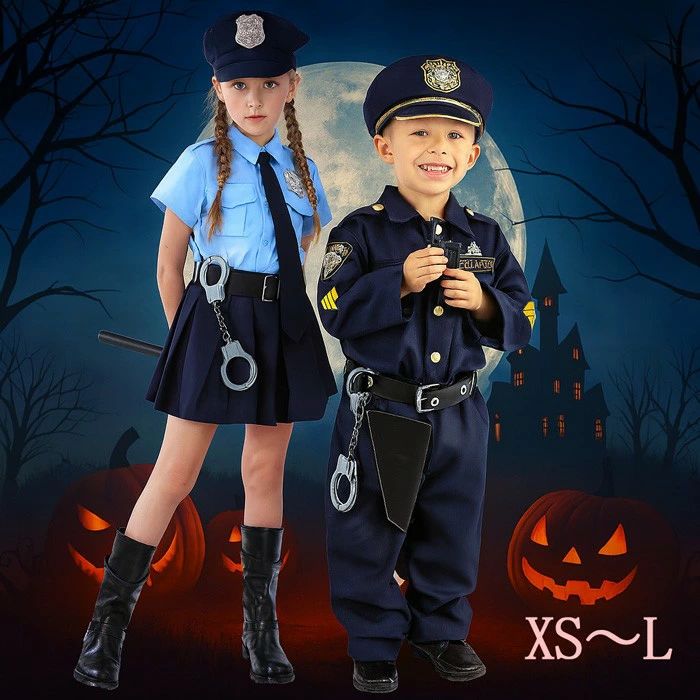 ポリスコスプレ 男の子 警察官 子供 仮装 衣装 コスプレ コスチューム ハロウィン フルセット 幼稚園 演出 男の子 キッズ ポリス 制服 仮装 テーマパーティー 文化祭 学園祭 XS/S/M/L mj006x0x0lc