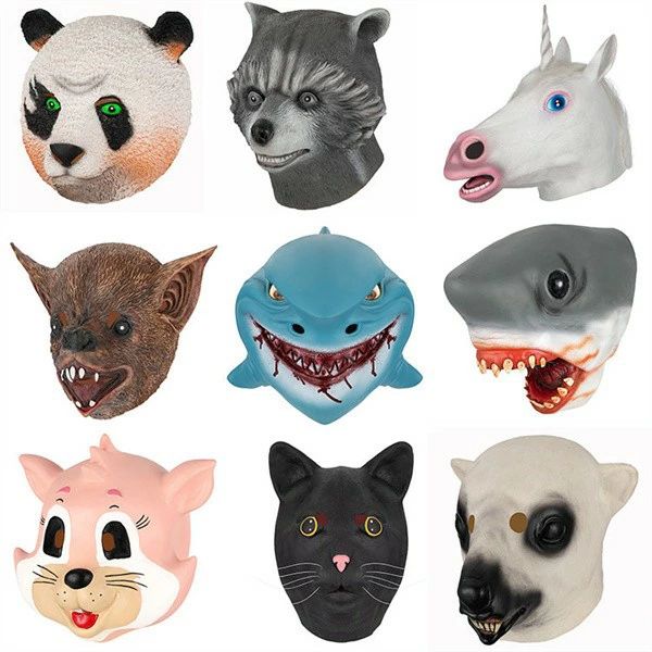動物 仮面 コスプレ ラテックスマスク コスチューム 被り物 面白い マスク 大人 ハロウィン用 変装 イベント 学園祭 文化祭 忘年会 道具 ねこ サメ ロバ インコ コウモリ dh174x6x6m7