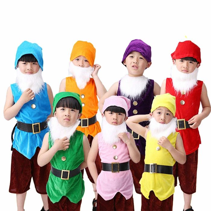 コスプレ衣装 姫 と7人の小人たち 変装 道具 イベント パーティー 7カラー 子供 5点セット コ ...