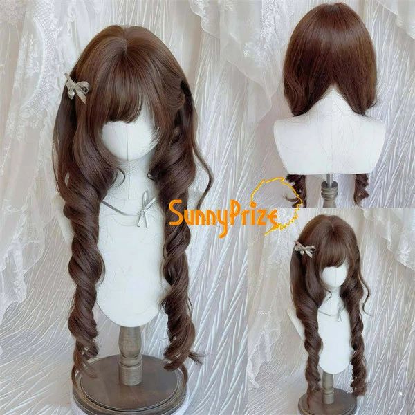 Wigs - ウィッグ レディース ロング ブラウン ウェーブ フルウィッグ ゆる巻き 清楚系 ロリータ 原宿系 耐熱 小顔見せ コスプレ 撮影 イベント 仮装 dp108z7z7z7