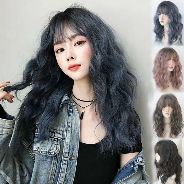 ウィッグ フルウィッグ ロングカール ウェーブ ニュアンス ブルーアッシュ 青 シースルーバング 小顔効果 自然 耐熱コスプレ 撮影 グラデーション 2026 春 夏 秋 冬 女子 レディース おしゃれ 大人可愛い 医療用 普段使い 抜け感 清楚 け感 艶消し ネット付き dp037x1x1x1