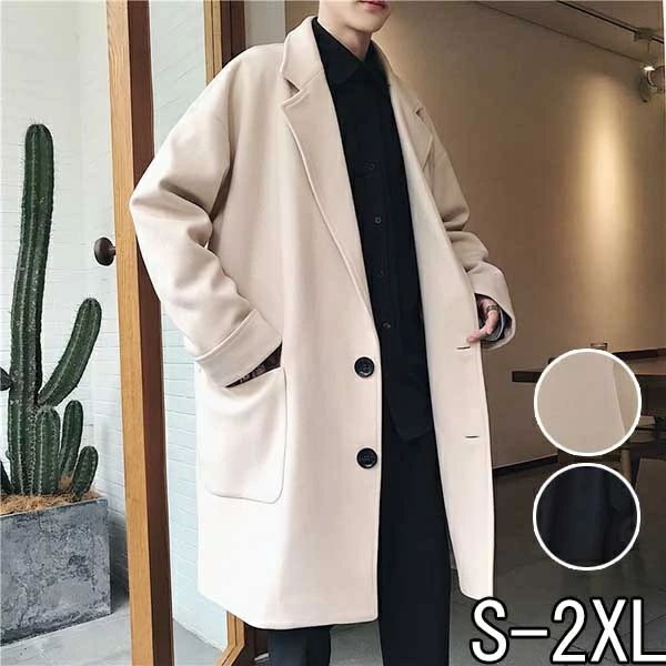 チェスターコート 春コート 春秋冬向き ロング コート 長袖 ポケット付き 体型カバー スプリングコート 大きいサイズ 韓国風 メンズファッション 通勤 ブラック ef168zezef4