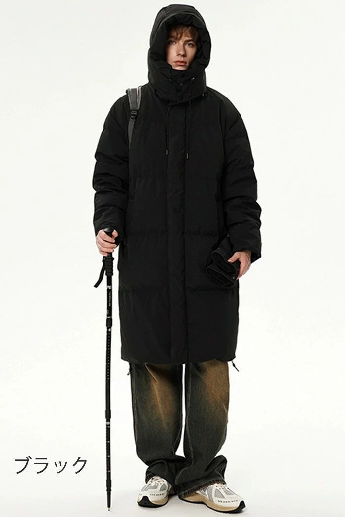 メンズ ダウンジャケット ダウンコート ロング ダウンジャケット 秋冬用 90％ダウン 防寒 メンズコート アウター 冬服 フード付き 撥水 厚手 ブラック 男性用 おしゃれ あったか ブラック グレー SS S M L LL ml003sasam3