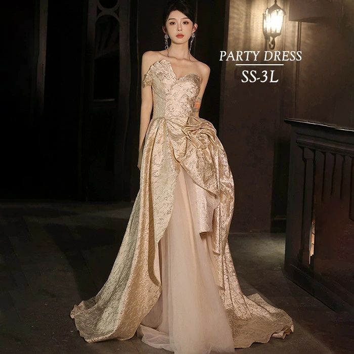 パーティードレス ロング丈 ロングドレス ワンピース パーティー ナイト 大人 ピアノ 発表会 結婚式 謝恩会 写真用 スレンダーライン ..