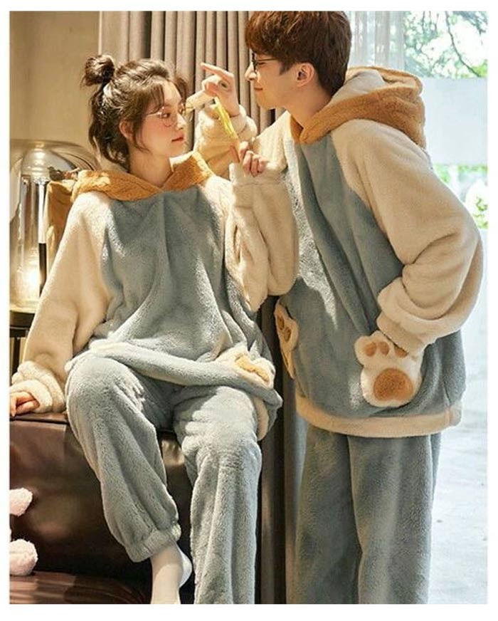 パジャマ カップル パジャマ ペア 冬 あったかパジャマ あったかい レディース メンズ パジャマ カップル ペア 部屋着 裏起毛 カップル ペアパジャマ 冬向き カップル ルームウェア 長袖 もこもこ 韓国 上下セット M L XL 2XL 3XL dh003f6f6m3