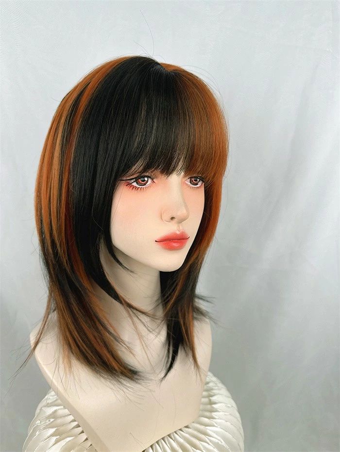 ウィッグ メッシュ レディース フルウィッグ ミディアム丈 ぱっつん前髪 前髪あり 可愛い かわいい 大人用 コスプレ ロリータ ゴスロリ コスチューム 原宿風 仮装 超自然 かつら wig Lolita 小顔 文化祭 イベント 学園祭 ハロウィン 3