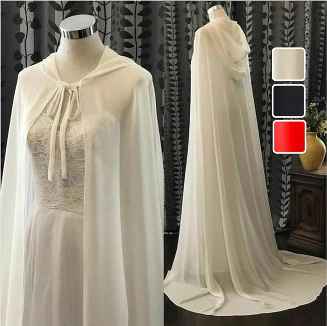 ロング マント ブラック ホワイト シフォン生地 フード付きマント 130cm 150cm180cm 新劇 演出 高品質 イベント 魔法使い ローブ 悪魔 ..