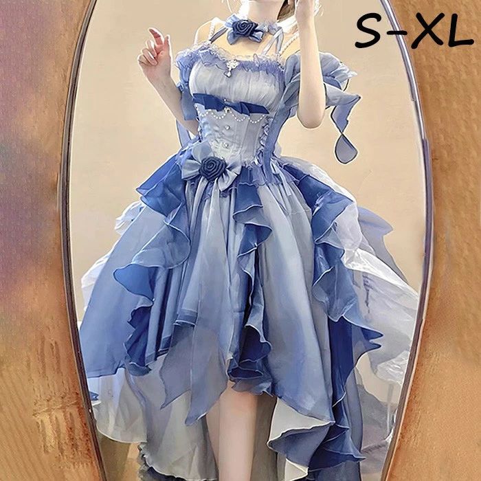 ���ԡ��� ���꡼�� Lolita �֥롼 �ϥ������� �ե��å���ơ��� S-XL ������� �����ץ� �ѡ��ƥ��� �ץ쥼��� ��ǥ����� �������塼�� ���꡼...