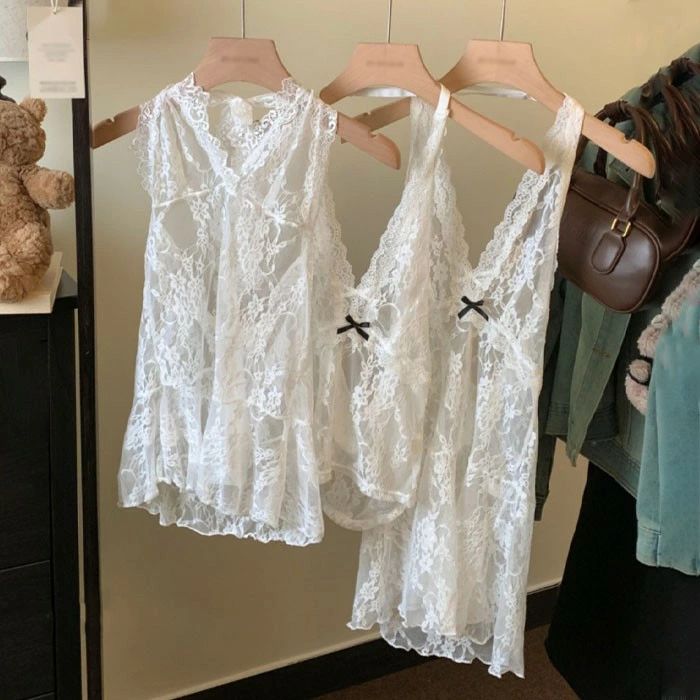 チュール トップス シアー レース 重ね着 シースルー レディース インナー キャミソール レイヤード ホルターネック 花柄 透け感 ホワイト 白 セクシー 韓国風 大人 可愛い 春 夏 フェミニン カジュアル おしゃれ ba074n1n1m3