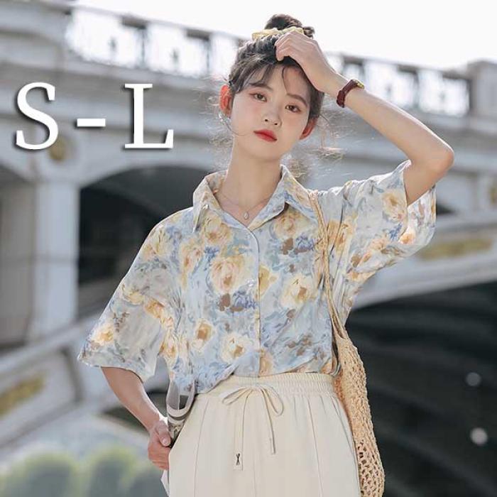 樂天商城 - アロハシャツ レディース 花柄 シフォン 開襟 半袖 シャツ 涼しい トップス ゆったり 薄手 夏服 リゾート 旅行 デート S M L ml049zezex1