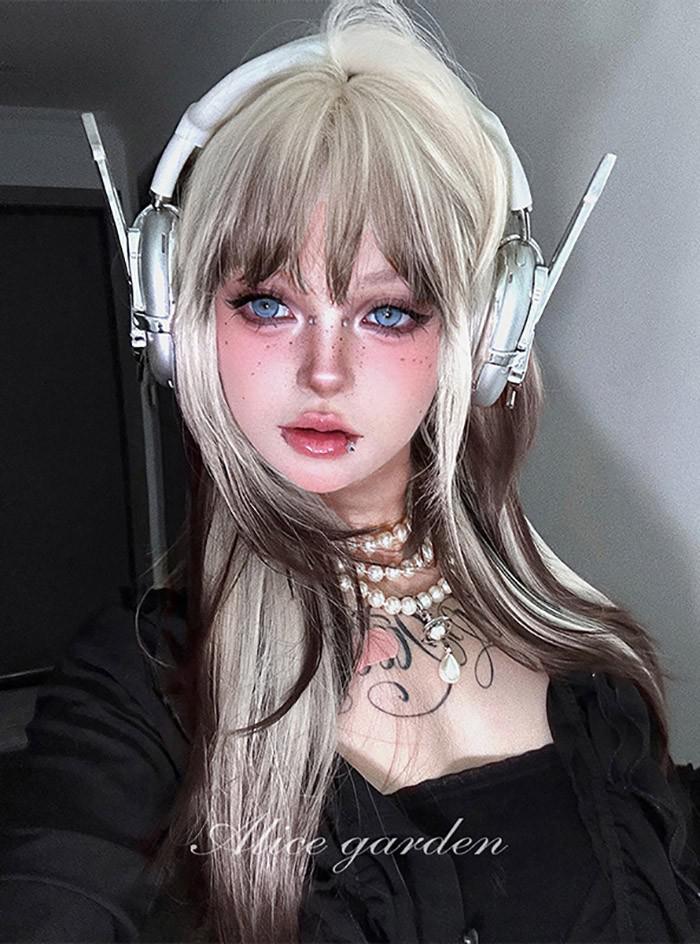 ウィッグ グラデーション レディース フルウィッグ ロング 長髪 ストレート 可愛い かわいい 大人用 コスプレ ロリータ ゴスロリ コスチューム 仮装 かつら 自然 小顔 変装 女装 文化祭 学園祭 演劇 舞台 イベント ハロウィン ゆめかわ de153n1n1x1 3