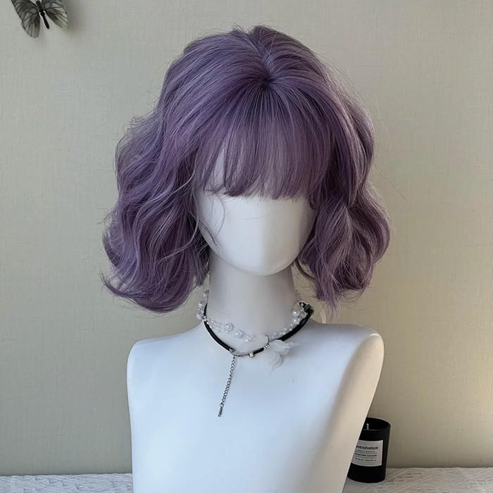 乐天商城 - ウィッグ フルウィッグ 短髪 パープル ショート 巻き髪 ショートウィッグ ハロウィン 原宿風 かつら コスプレ 可愛い コスチューム 仮装 大人用 普段使い 文化祭 イベント 学園祭 演劇 舞台 学芸会 dp111jcjcx1