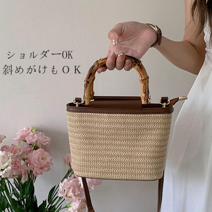Handbag Type - カゴバッグ ハンドバッグ かごバッグ レディース バッグ ファスナー 夏 軽い 斜めがけ 斜めがけバッグ かわいい おしゃれ 日常 軽量 ja005zuzux1