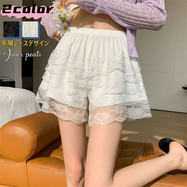 ペチパンツ レース レディース インナーパンツ ゆったり 大サイズ ルームウェア パンツ 透けない 接触..