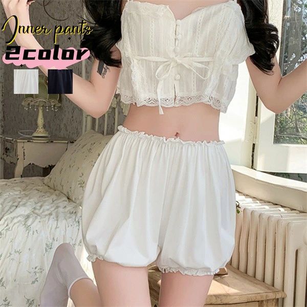 レディース インナーパンツ 透けない 接触涼感 冷感素材 ペチパンツ レース ワイドパンツ ルームウェア..