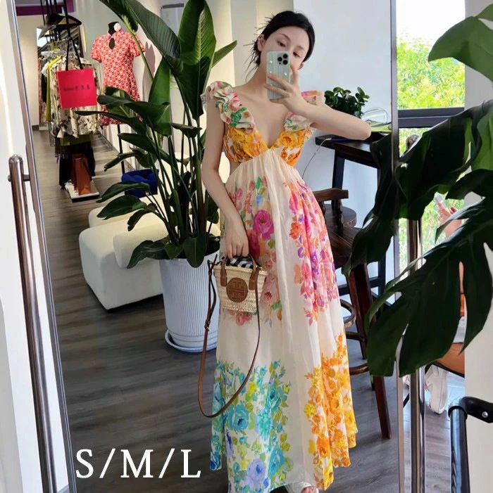 リゾートワンピース キャミソール 沖縄 大人 可愛い 夏 ロングワンピース ハワイ リゾートワンピ ハワイアン 沖縄 体型カバー 七五三 成人式 卒業式 入学式 Aライン 春夏おうち マキシ丈 おしゃれ 韓国 ドレープ S M L be226zbzbm3