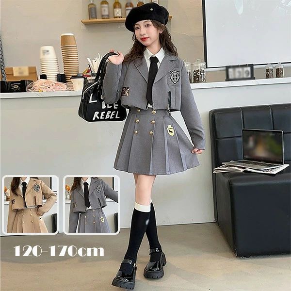 入学式 卒業式 なんちゃって制服 キッズ スーツ 英国風 女の子 春 秋 冬 上下セット ジャケット スカー..