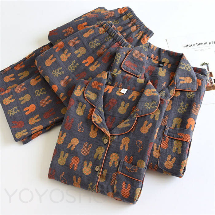 ダブルガーゼ パジャマ ルームウェア レディース メンズ 長袖 部屋着 セットアップ 2点セット ガーゼ ..