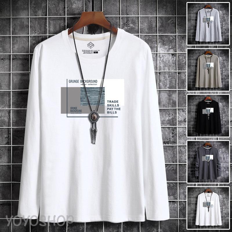 Rakuten - Tシャツ メンズ 長袖 おしゃれ 白Tシャツ ロンT T-shirt スポーツ 長袖tシャツ 配いろ 涼しい カジュアルクルーネック 丸首 プリント 春秋冬