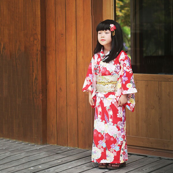 子供浴衣 キッズ浴衣 浴衣セット 作り帯 浴衣帯 女の子 和装 和服 子供 キッズ か...