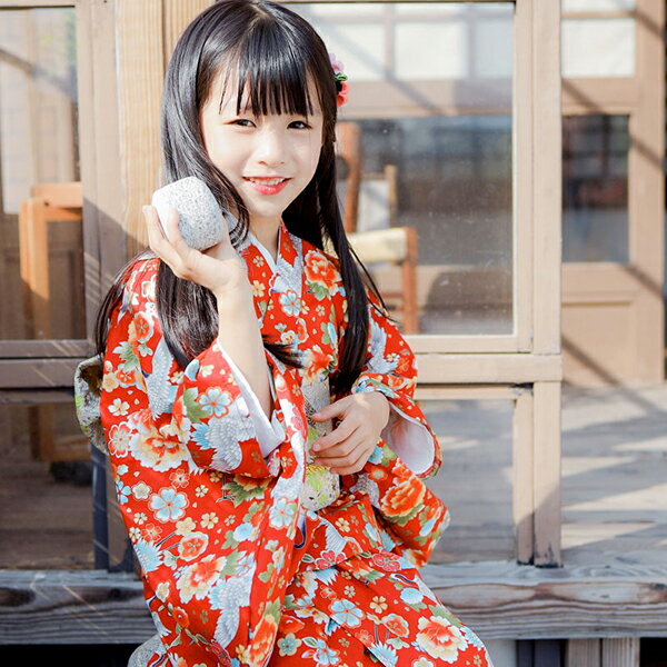 子供浴衣 浴衣セット キッズ浴衣 作り帯 女の子 和装 和服 子供 キッズ かわいい ...