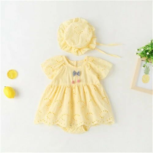 Rakuten - ロンパース 半袖 女の子 ベビー服 カバーオール ワンピース 子供服 綿 春 夏 出産祝い 新生児 赤ちゃん かわいい 贈り物 送料無料 ハット