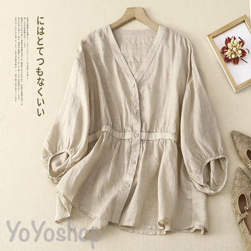 綿麻混ワンピース レディース 夏 春 トップス ロングシャツ チュニック ゆったり シャツワンピース リネンシャツ 大きいサイズ スリット